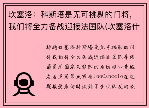 坎塞洛：科斯塔是无可挑剔的门将，我们将全力备战迎接法国队(坎塞洛什么时候复出)