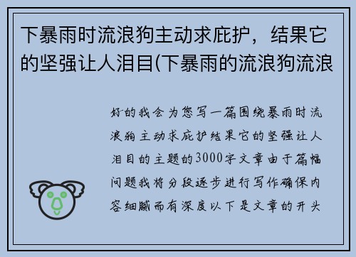 下暴雨时流浪狗主动求庇护，结果它的坚强让人泪目(下暴雨的流浪狗流浪猫怎么办)